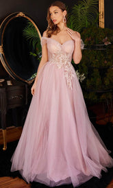 Embroidered Tulle Prom Gown